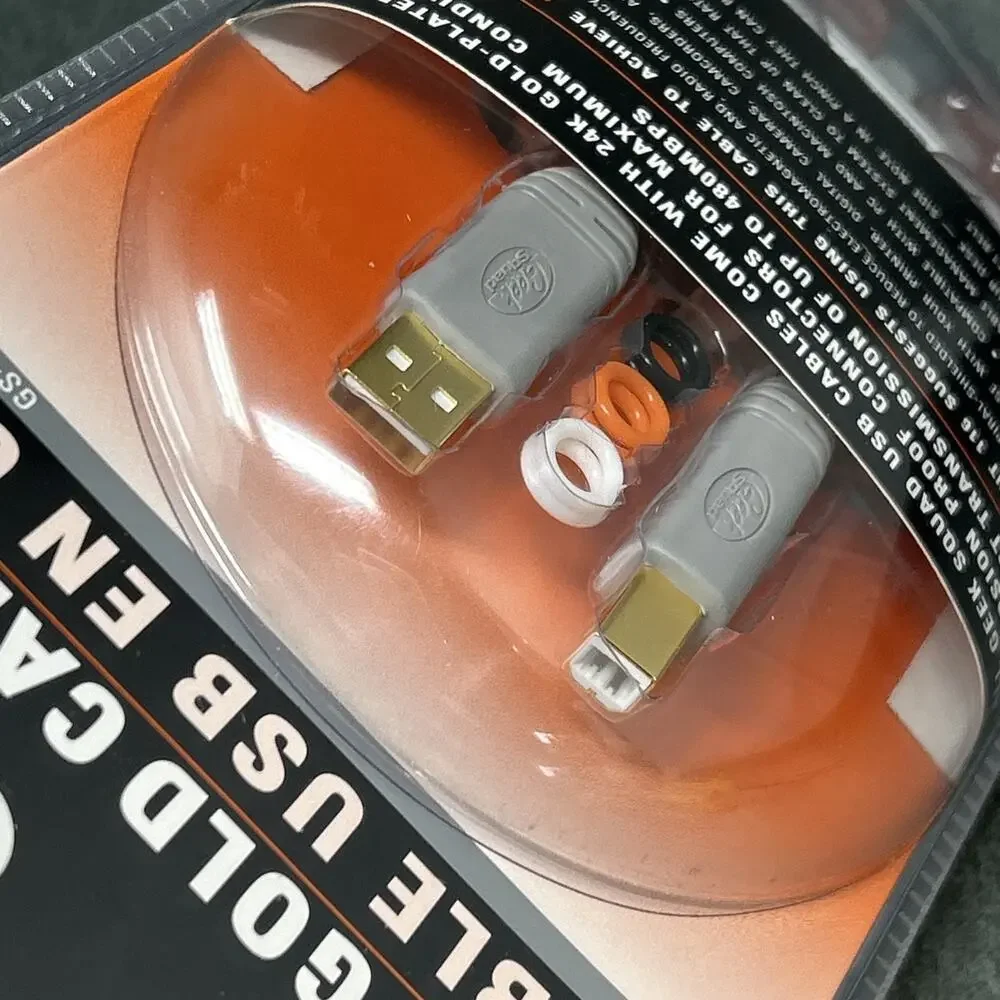 VTG 2004 Geek Squad USB Gold Cable A-B 10 Feet Long New In Box Corrosion Proof
